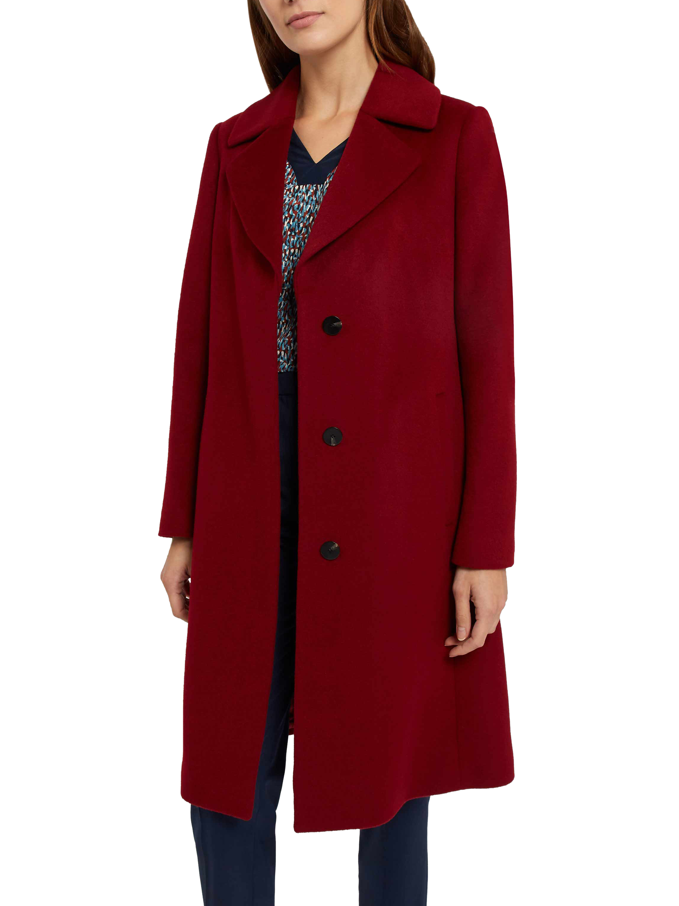 Jaeger A-Line Wool Coat, Burgundy