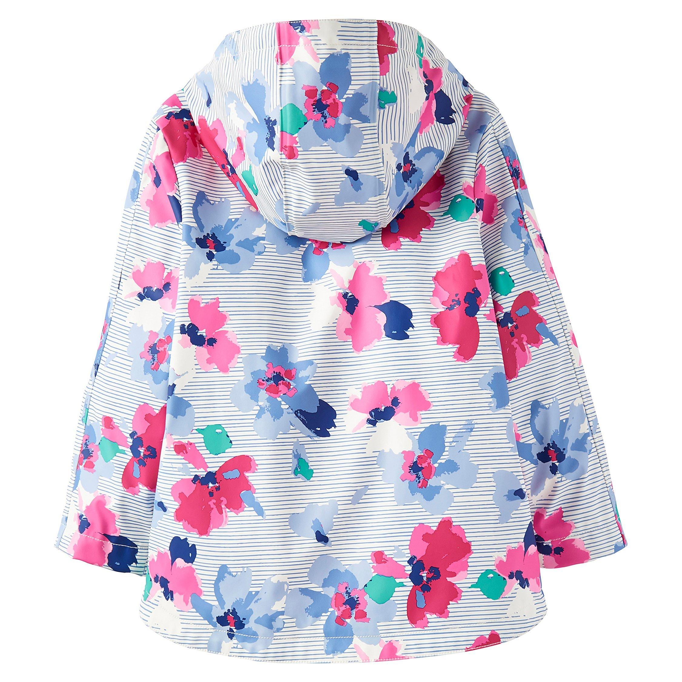 Little Joule Girls Rain Dance Floral Stripe Coat Blue Multi