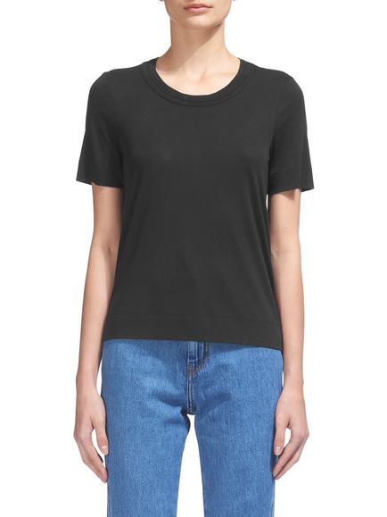 Whistles Rosa Double Trim T-Shirt, Black