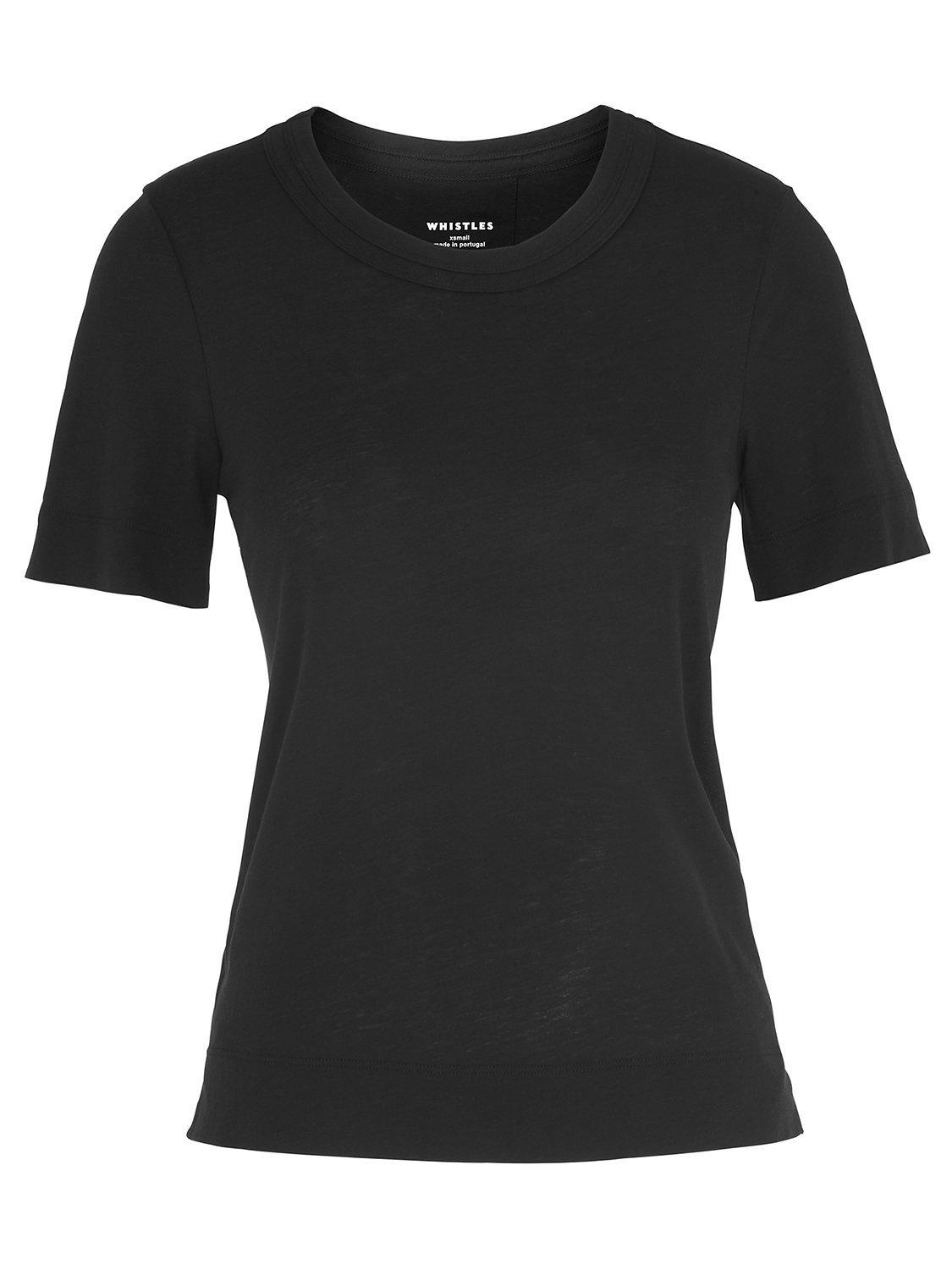 Product image 3 of 3, which shows Whistles Rosa Double Trim T-Shirt, Black, L