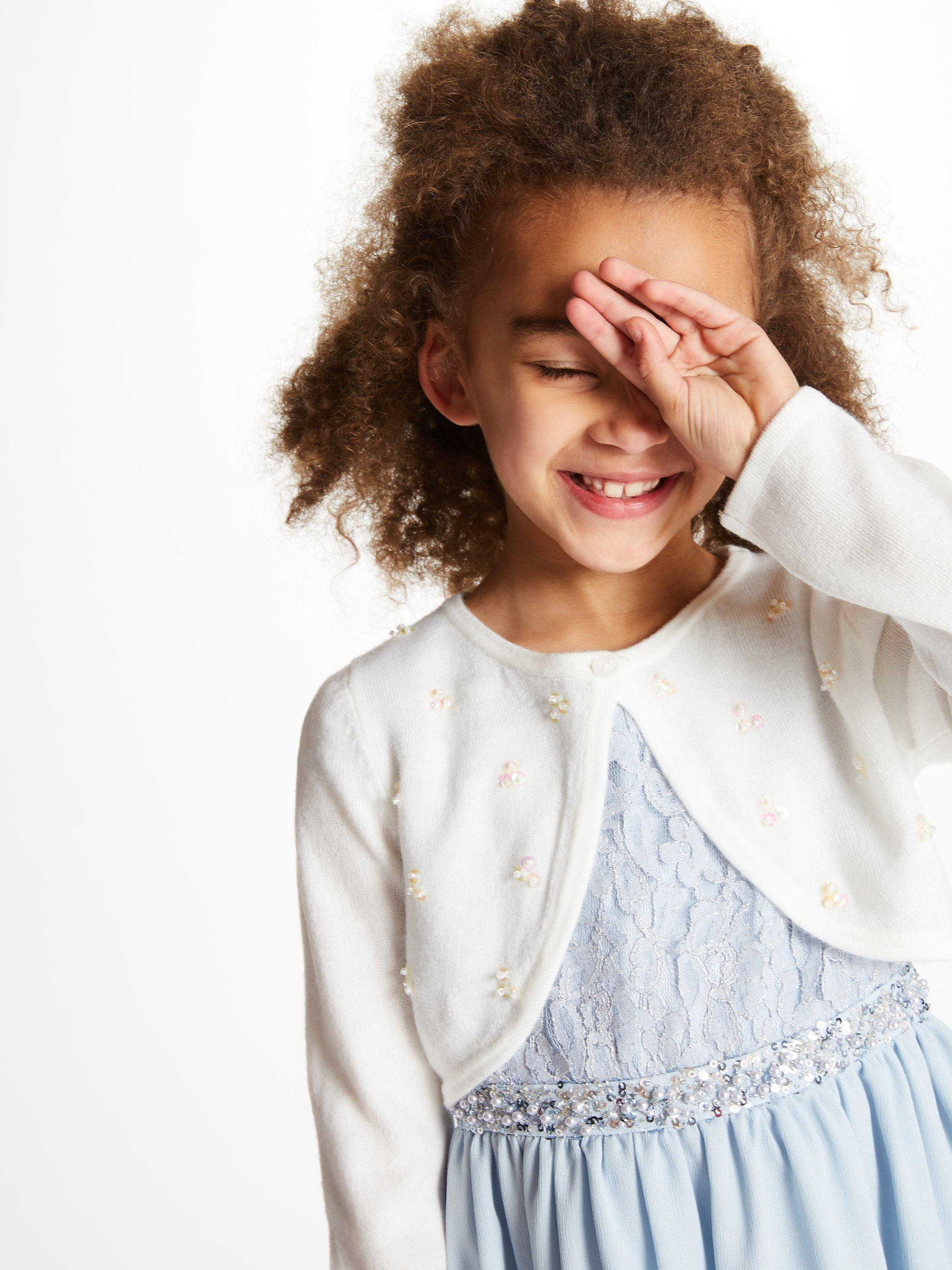 Product image 6 of 6, which shows John Lewis Heirloom Collection Kids' Sequin Cardigan, Ivory, 8 years