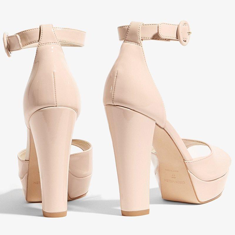 Karen Millen Platform Block Heel Sandals Nude