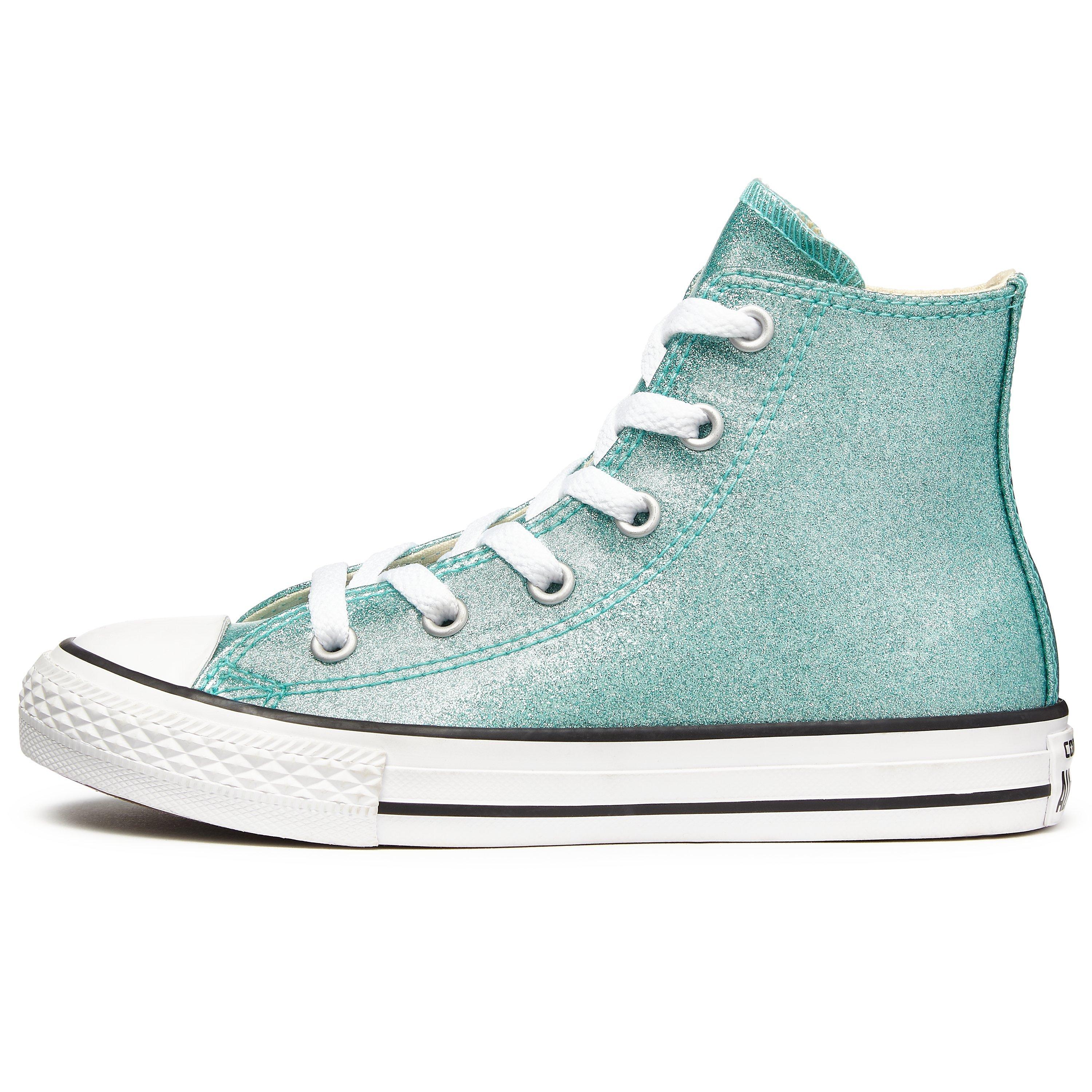 Converse Children s Chuck Taylor All Star Hi Top Glitter Trainers Aqua