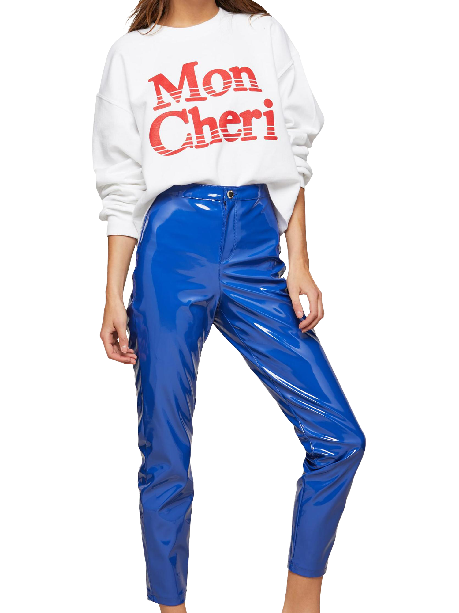 Miss Selfridge Steffi Vinyl Trousers Blue