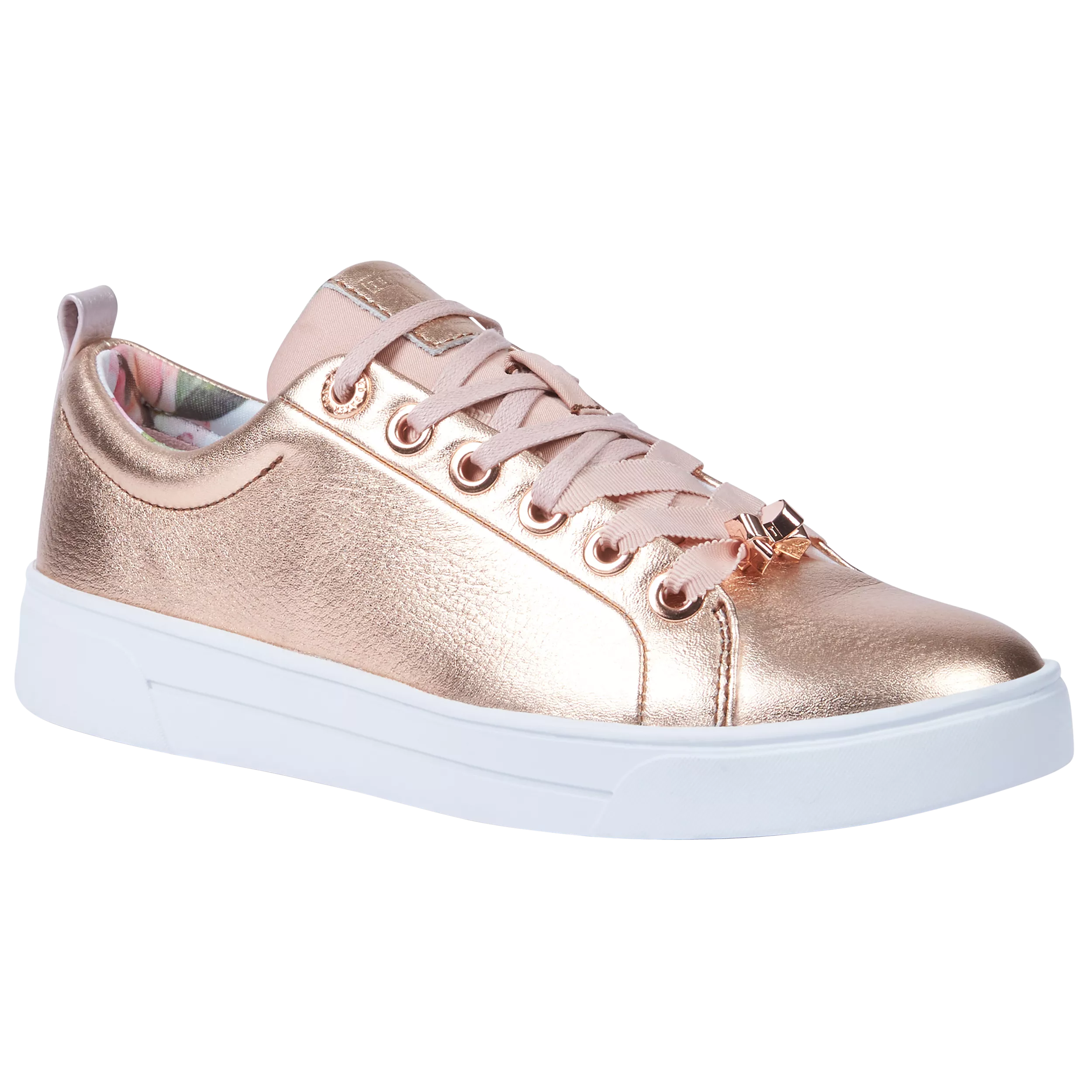 Ted Baker Kellei Lace Up Trainers, Rose Gold Leather