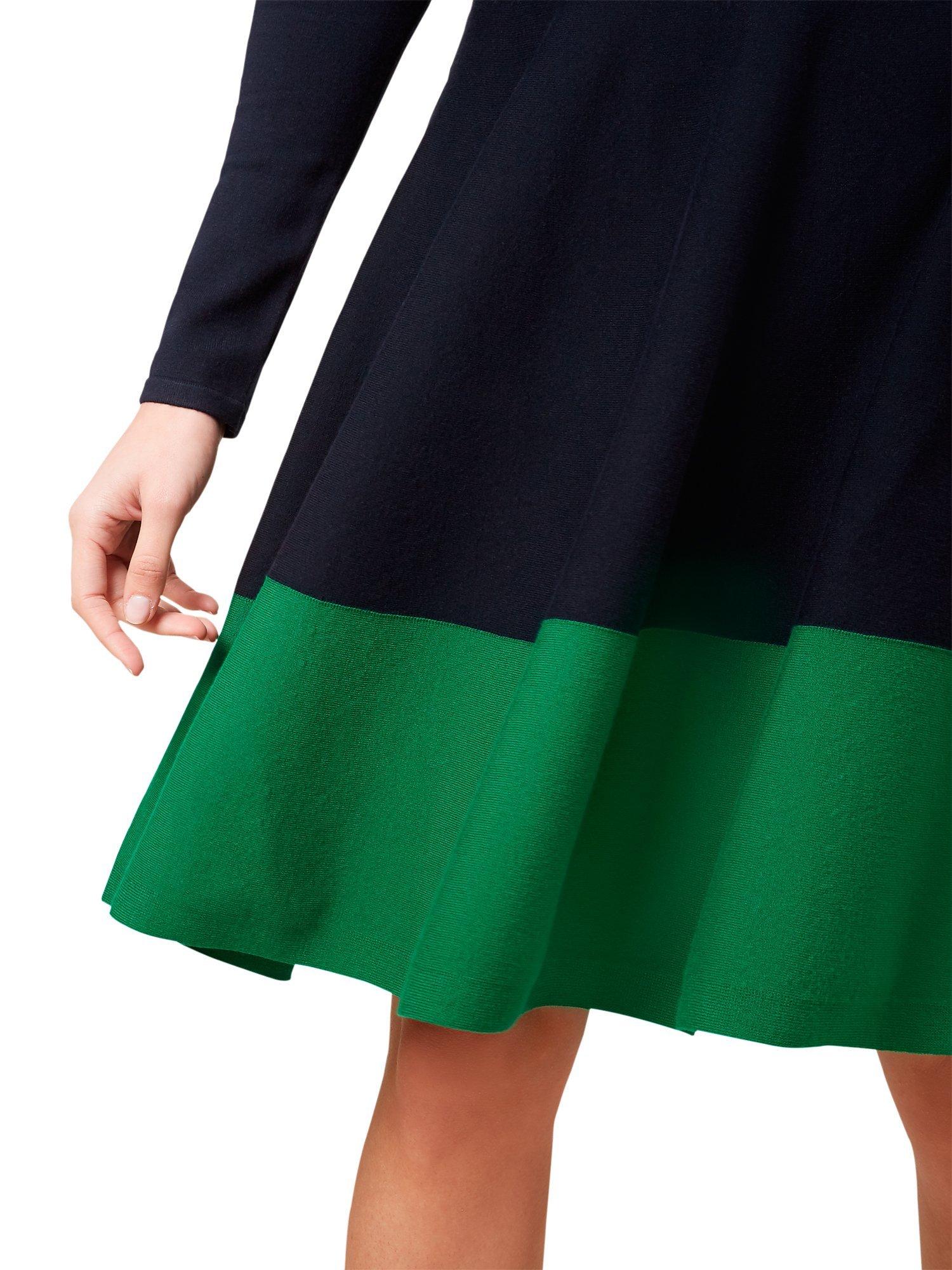 Hobbs Macie Flared Dress Navy Apple Green