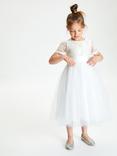 John Lewis Heirloom Collection Kids' Short Sleeve Lace Dress, Ivory