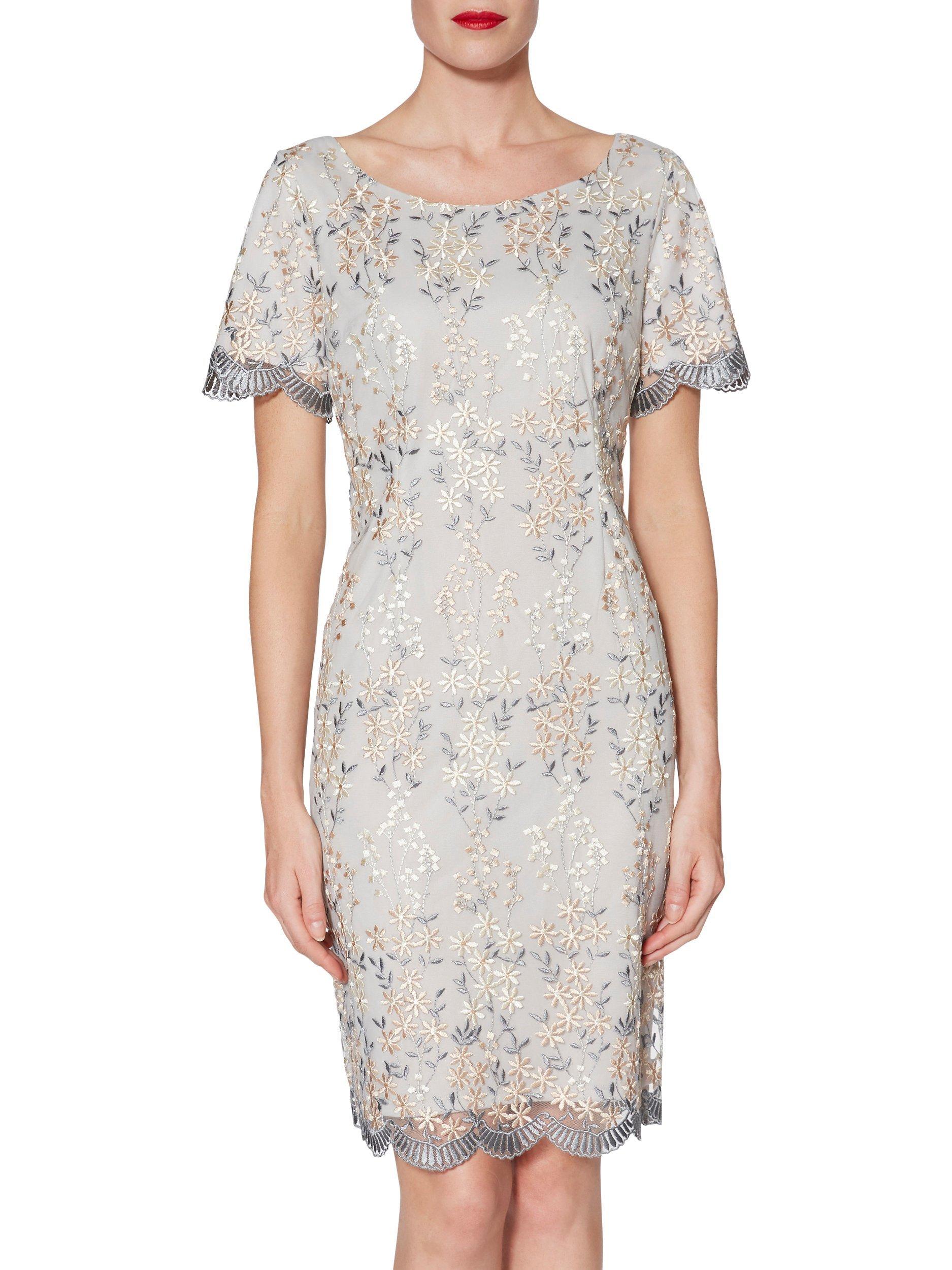 Gina Bacconi Janice Embroidered Dress, Beige