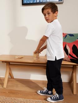 John Lewis Kids' Pure Cotton Short Sleeve School Polo Shirt, Pack of 3, White, White