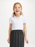 John Lewis Pure Cotton Picot Trim School Polo Shirt, Pack of 2