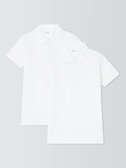 John Lewis Kids' Easy Care Short Sleeve School Polo Shirt, Pack of 2, White