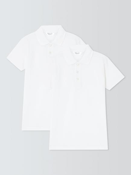 John Lewis Kids' Easy Care Short Sleeve School Polo Shirt, Pack of 2, White