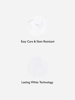 John Lewis Kids' Easy Care Scallop Collar School Polo Shirt, Pack of 2, White - view 2, White