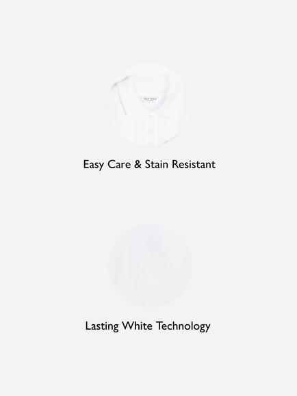 John Lewis Kids' Easy Care Scallop Collar School Polo Shirt, Pack of 2, White - view 2, White