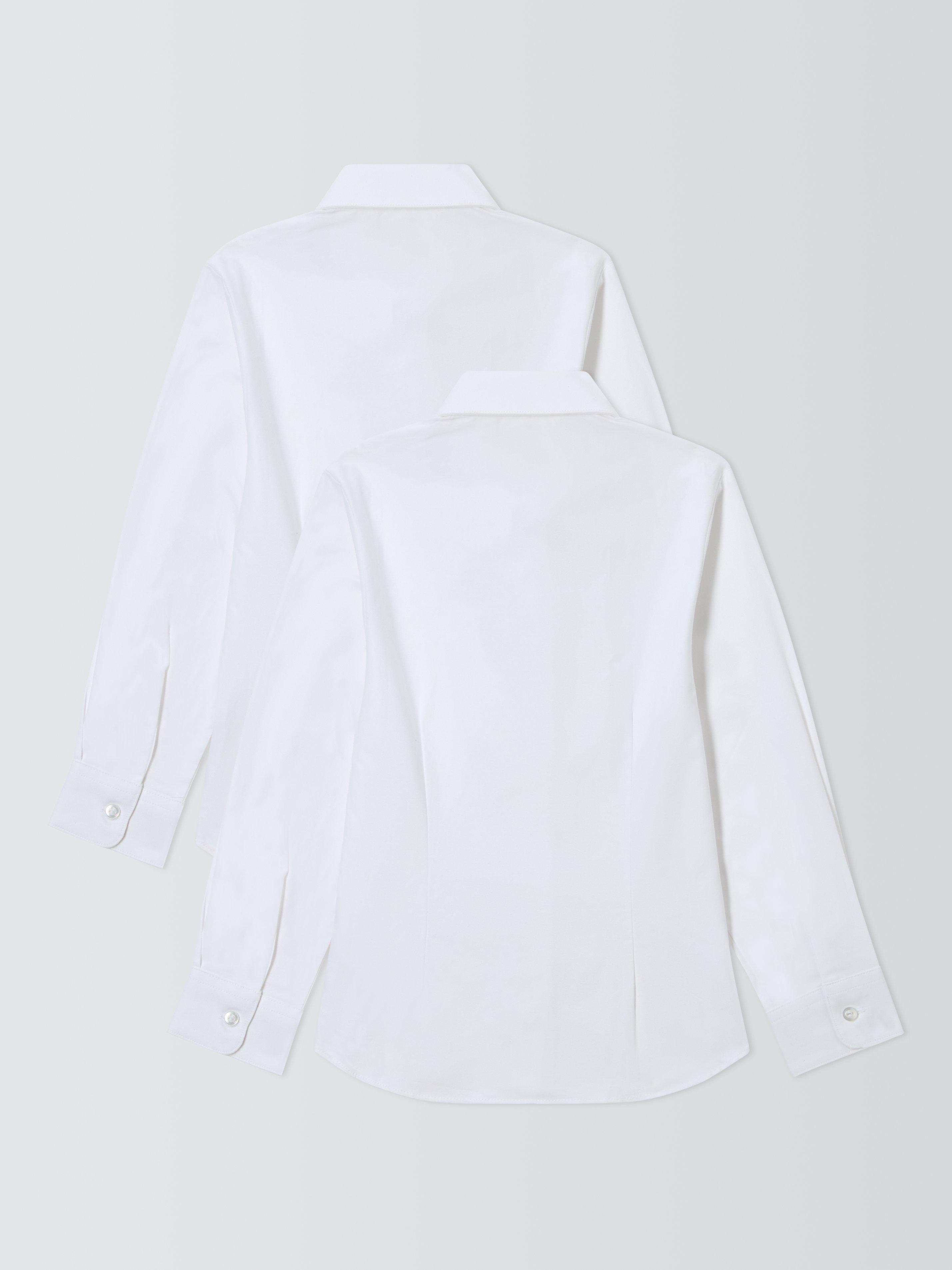Product image 6 of 6, which shows John Lewis Girls' Organic Cotton Long Sleeve School Shirt, Pack of 2, White, 3 years
