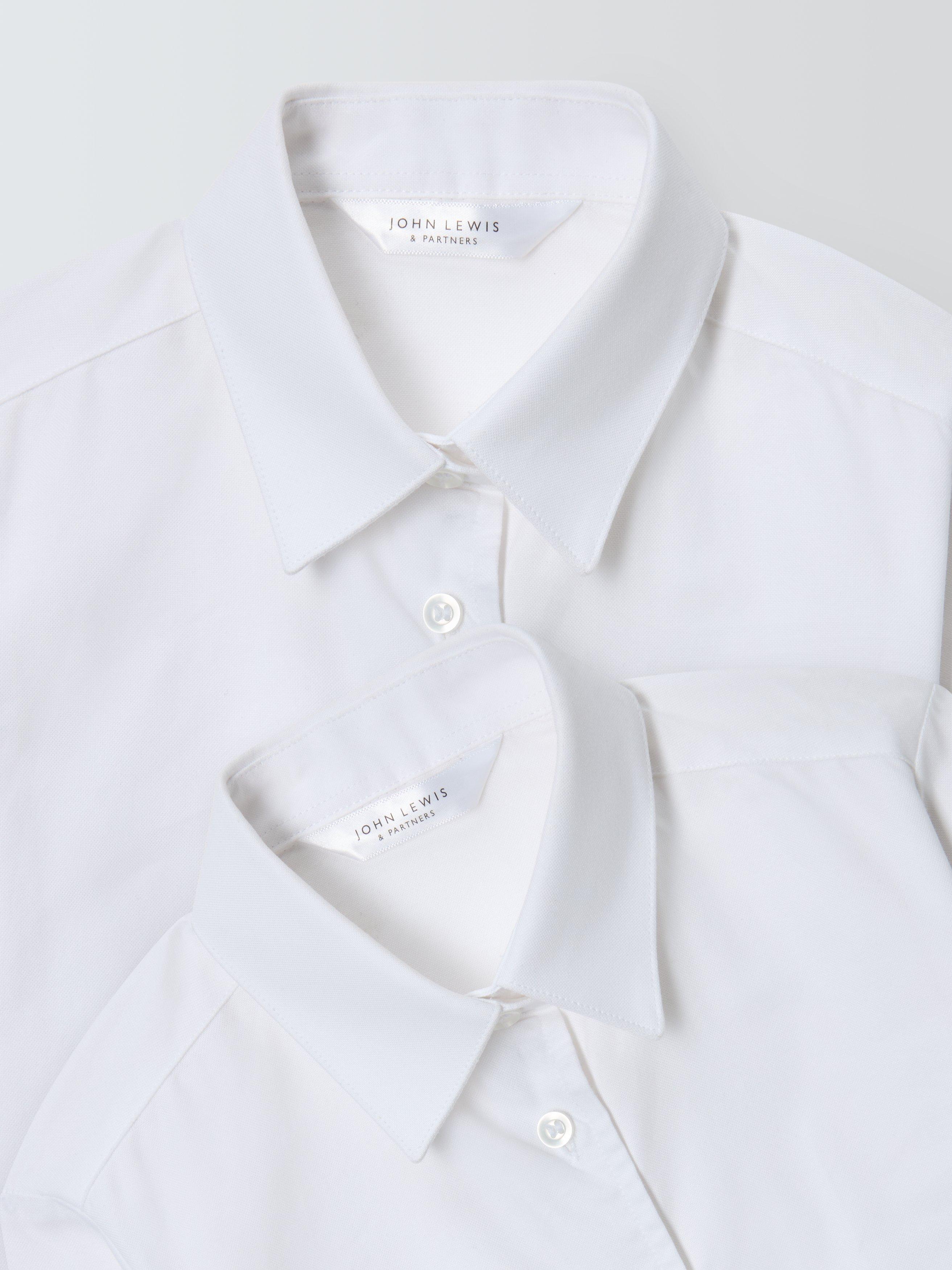 Product image 5 of 6, which shows John Lewis Girls' Organic Cotton Long Sleeve School Shirt, Pack of 2, White, 3 years