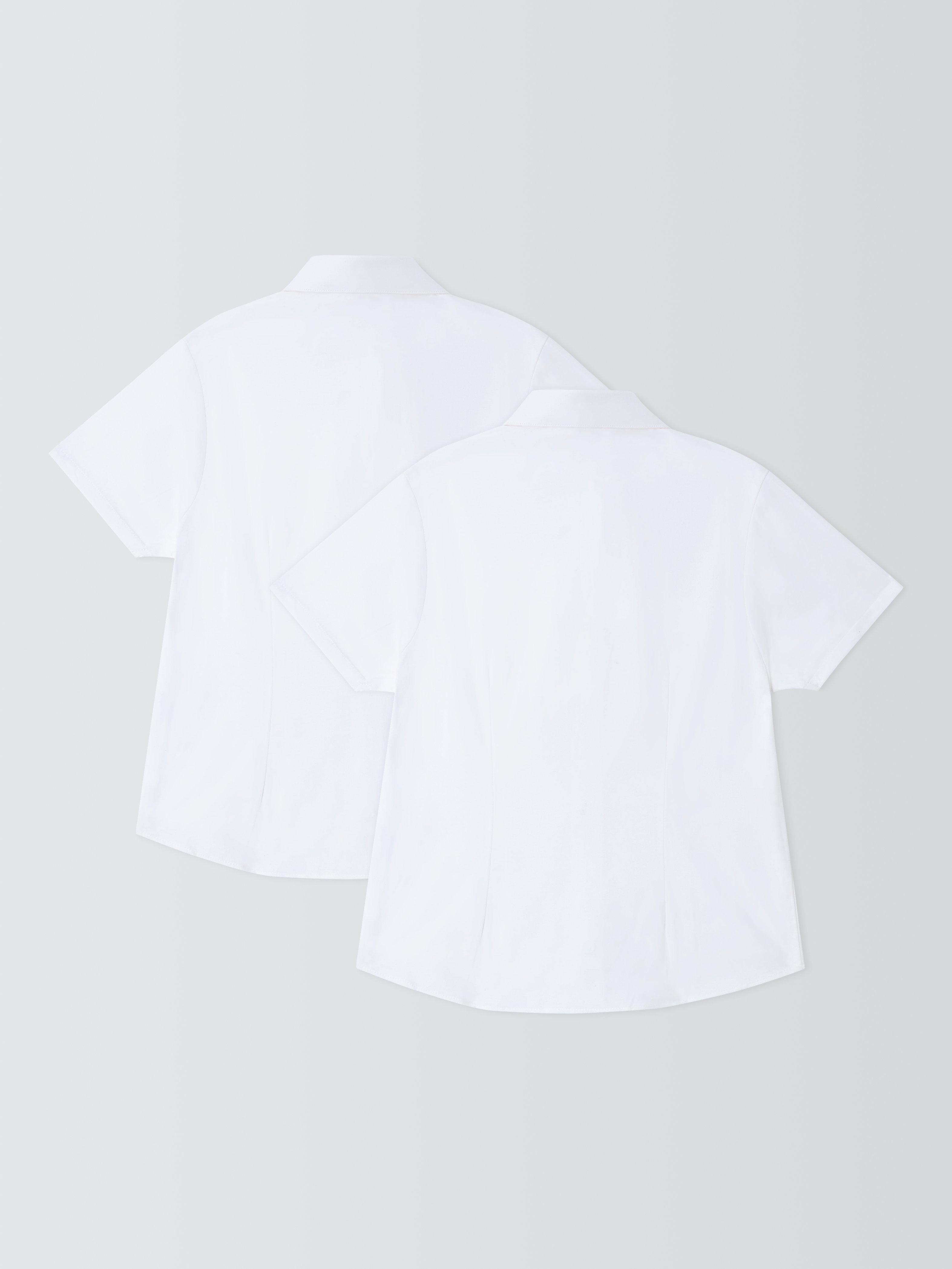 Product image 6 of 7, which shows John Lewis Organic Cotton Short Sleeve School Blouse, Pack of 2, White, 3 years