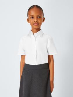 John Lewis Girls' Organic Cotton Short Sleeve School Shirt, Pack of 2, White - view 2, White