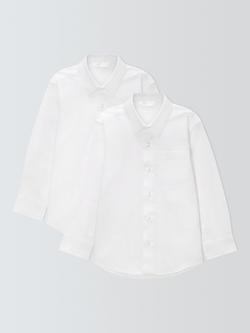 John Lewis Boys' GOTS Organic Cotton Long Sleeve School Shirt, Pack of 2, White, White