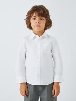 John Lewis Boys' GOTS Organic Cotton Long Sleeve School Shirt, Pack of 2, White - view 2, White