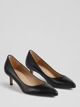 L.K.Bennett Audrey Leather Pointed Toe Court Shoes, Black Leather