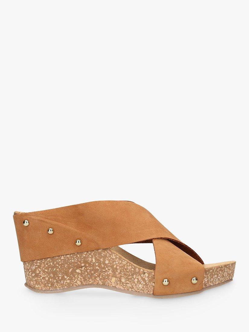 Carvela Comfort Sooty Cross Strap Wedge Heel Sandals Tan Suede 6