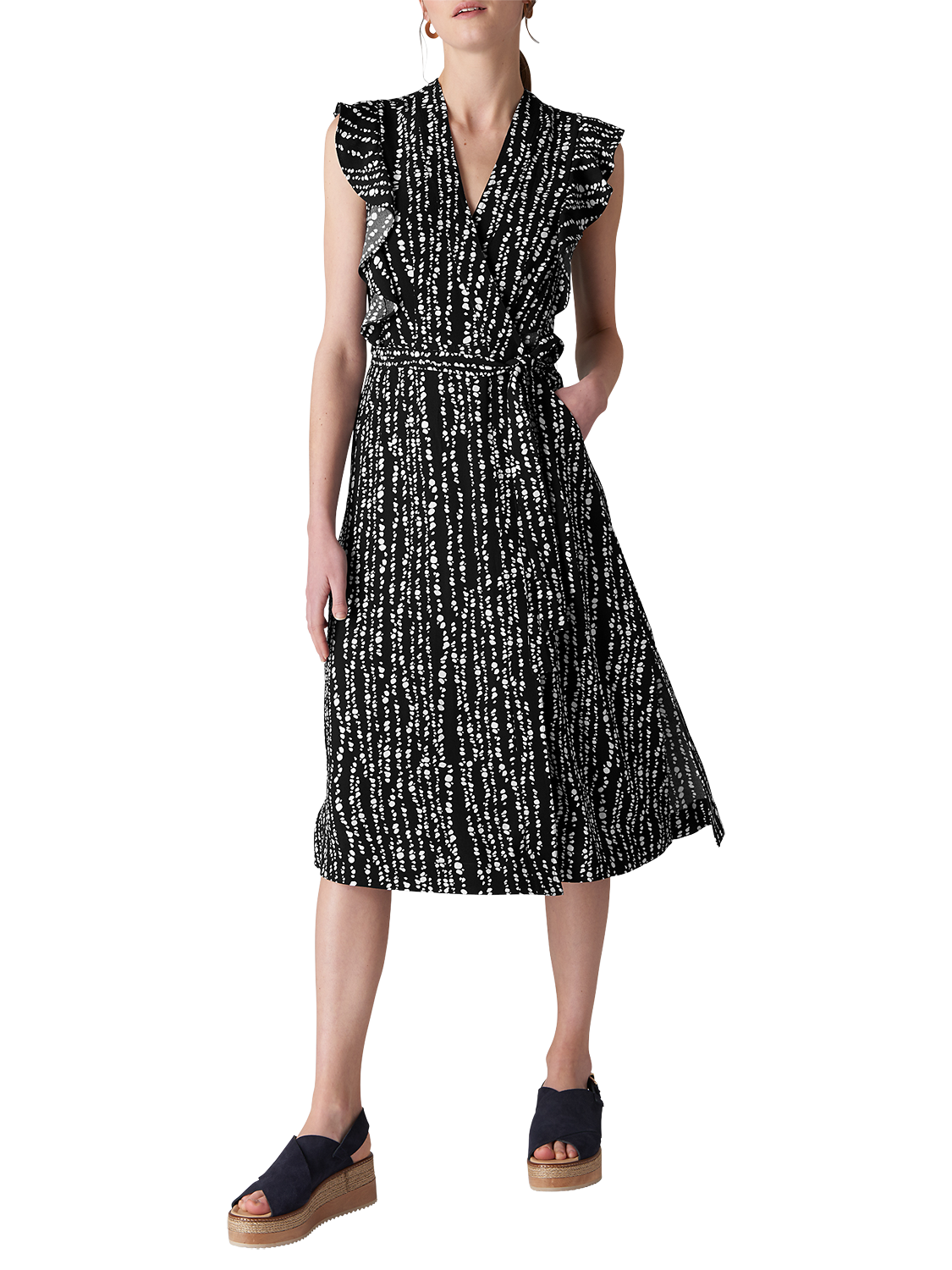 Whistles Savannah Print Wrap Dress, Navy/Multi
