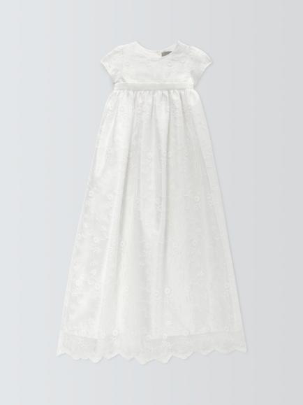 John Lewis Heirloom Collection Baby Silk Lace Gown, Cream, Cream