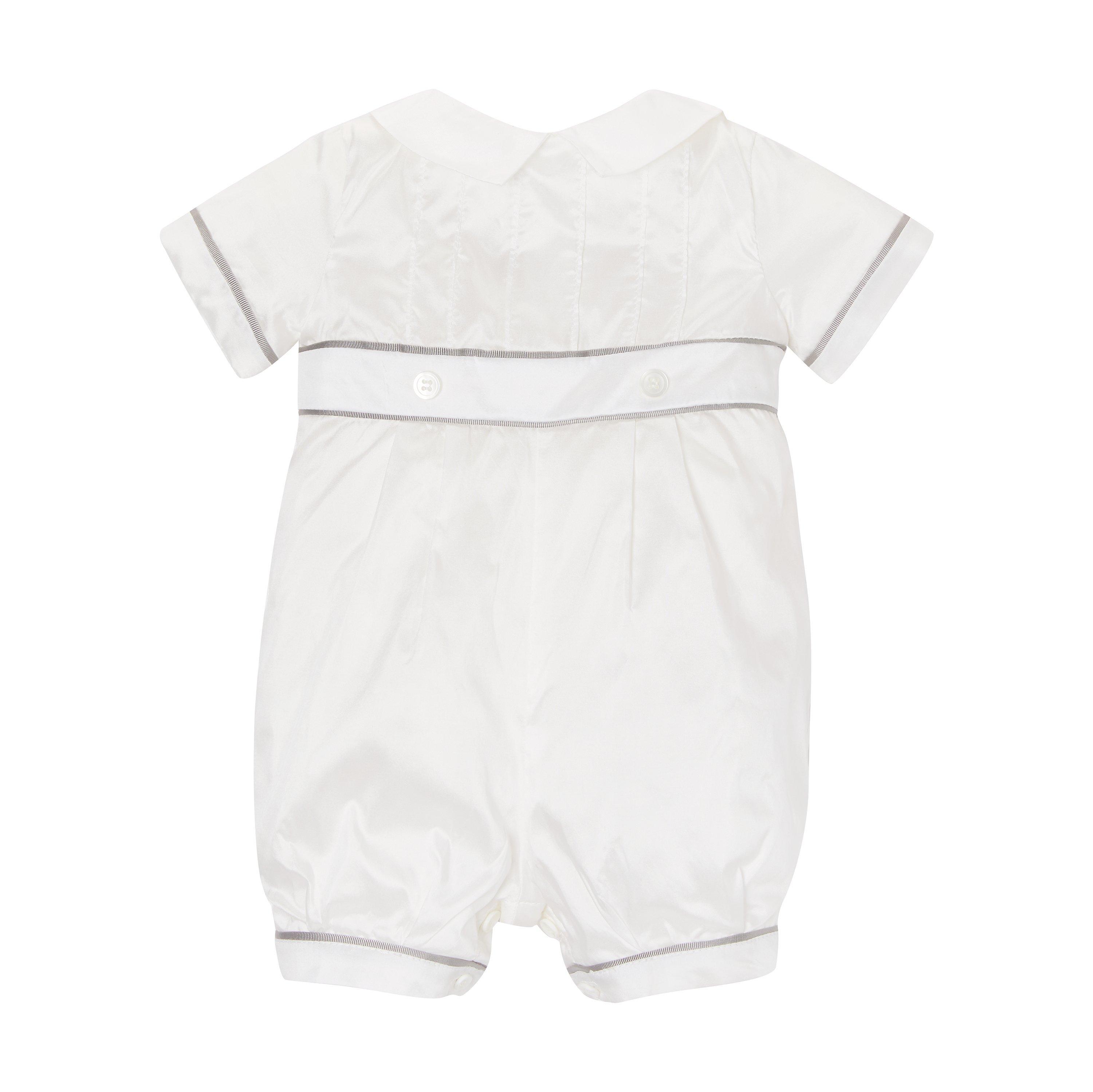 John Lewis Baby Silk Christening Romper, Cream