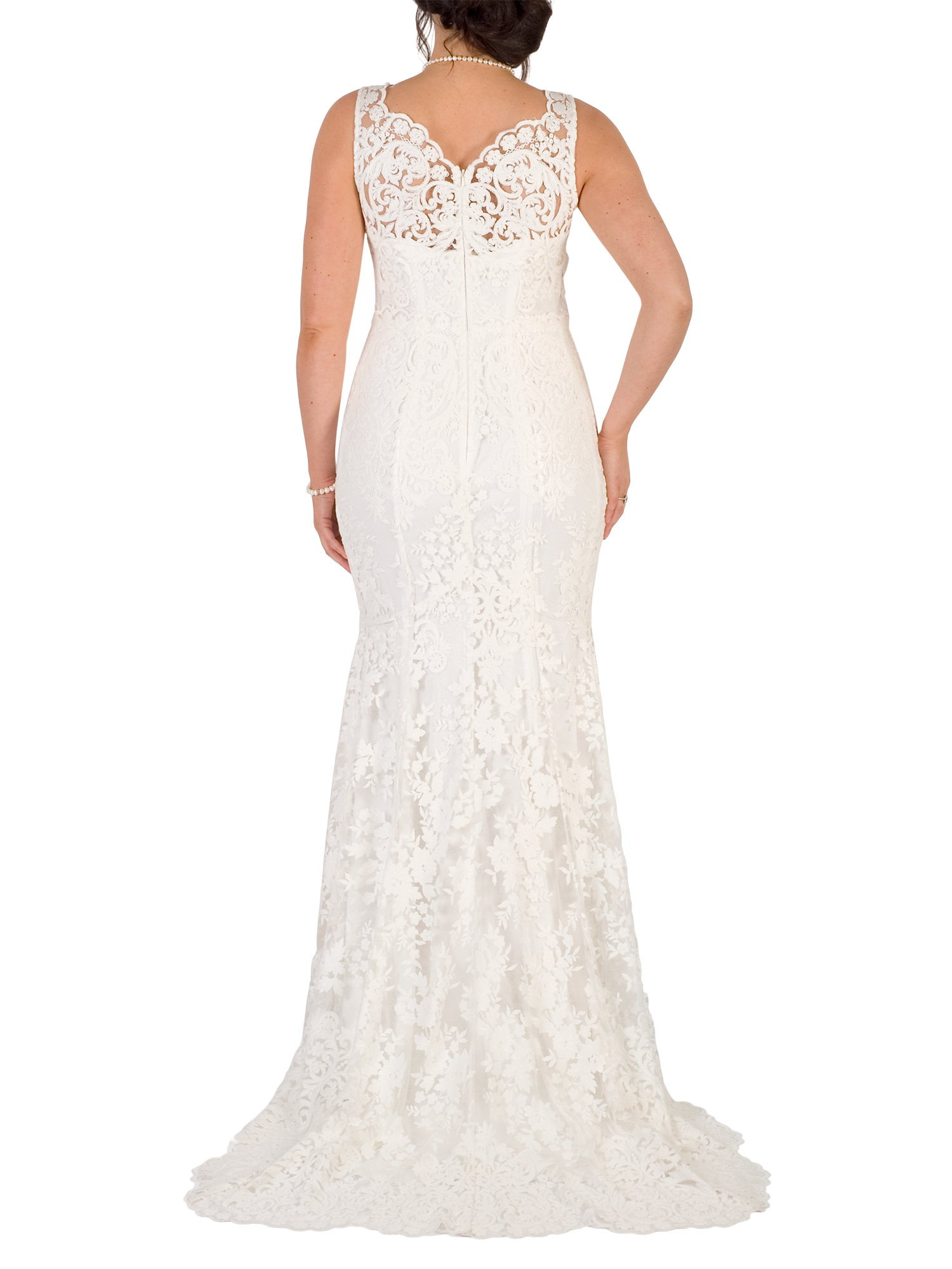 Product image 2 of 5, which shows Chesca Scallop Lace Wedding Dress, Ivory, 12