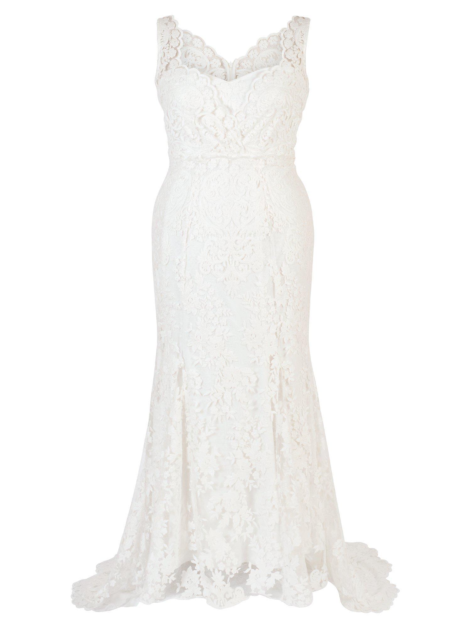 Product image 4 of 5, which shows Chesca Scallop Lace Wedding Dress, Ivory, 12