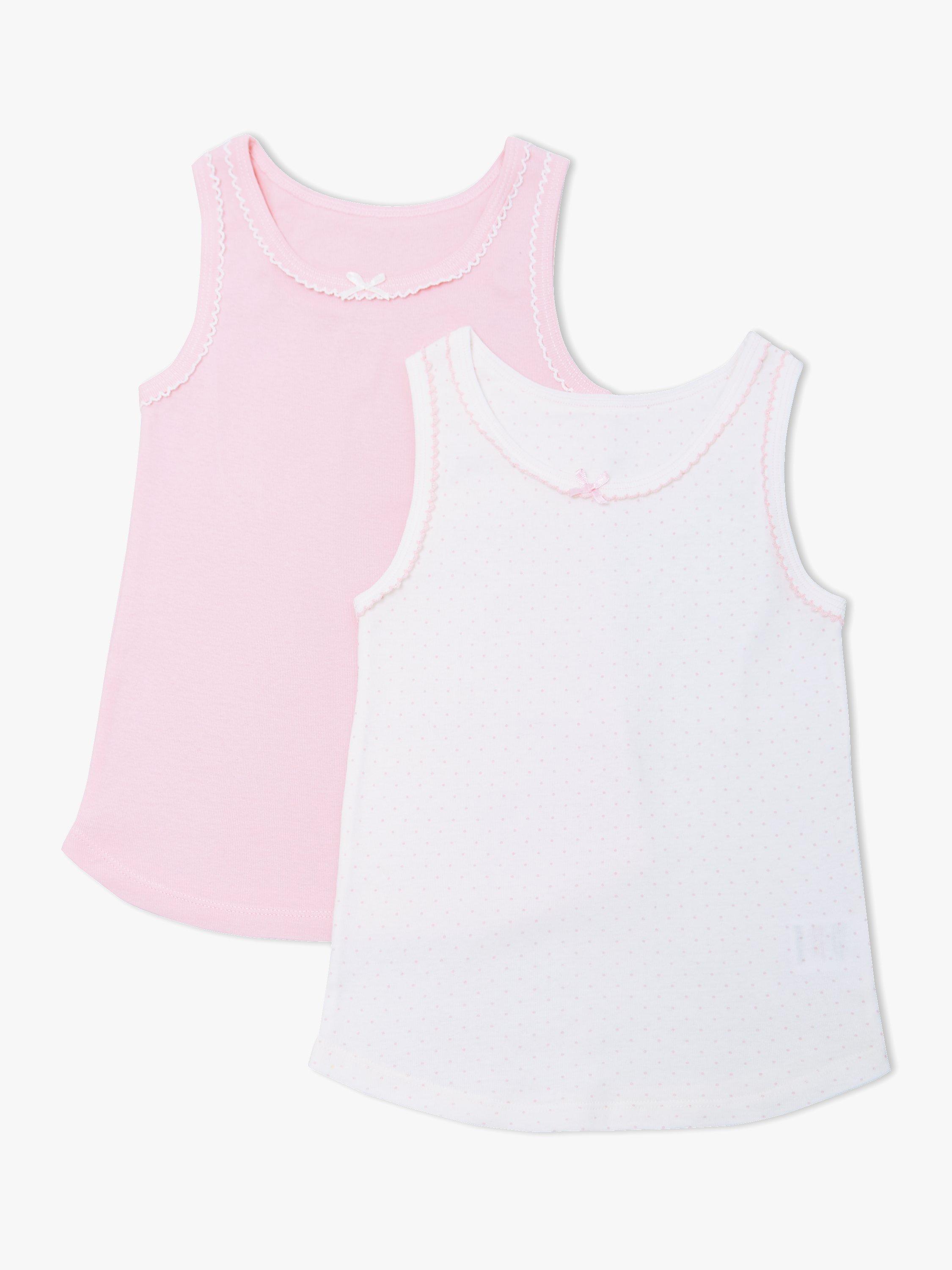 John Lewis Kids' Cotton Vest Tops, Pack of 2, Pink