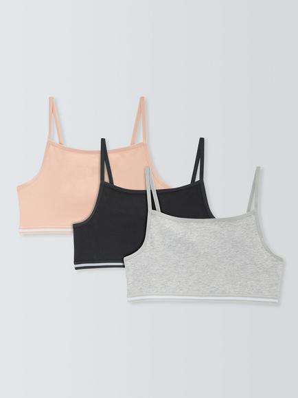 John Lewis Kids' Plain Crop Tops, Pack of 3, Multi, Multi