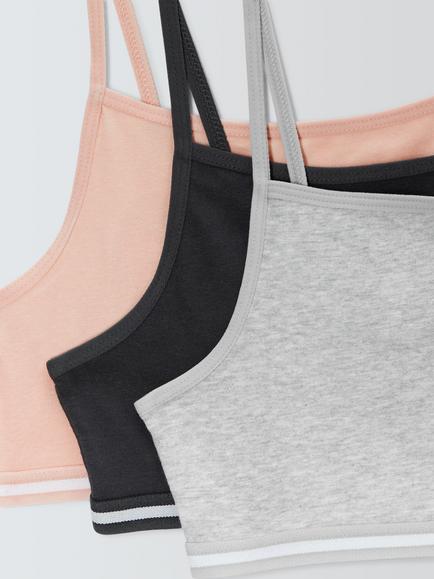 John Lewis Kids' Plain Crop Tops, Pack of 3, Multi - view 2, Multi