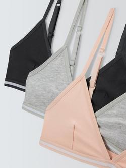 John Lewis Kids' Bras, Pack of 3, Pink/Black/Grey - view 2, Multi