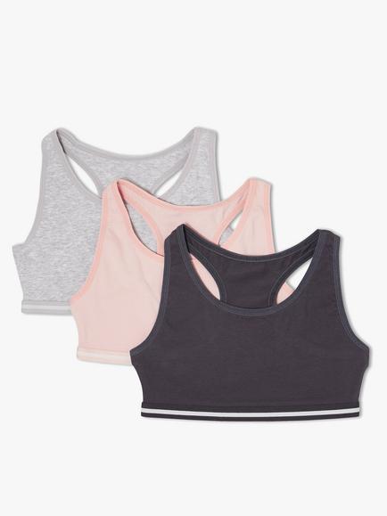 John Lewis Kids' Sports Crop Tops, Pack of 3, Multi, Multi