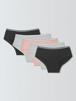 John Lewis Kids' Shorties, Pack of 5, Black/Multi, Black/Multi