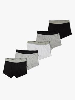 John Lewis Kids' Trunks, Pack of 5, Black/Grey, Black/Grey