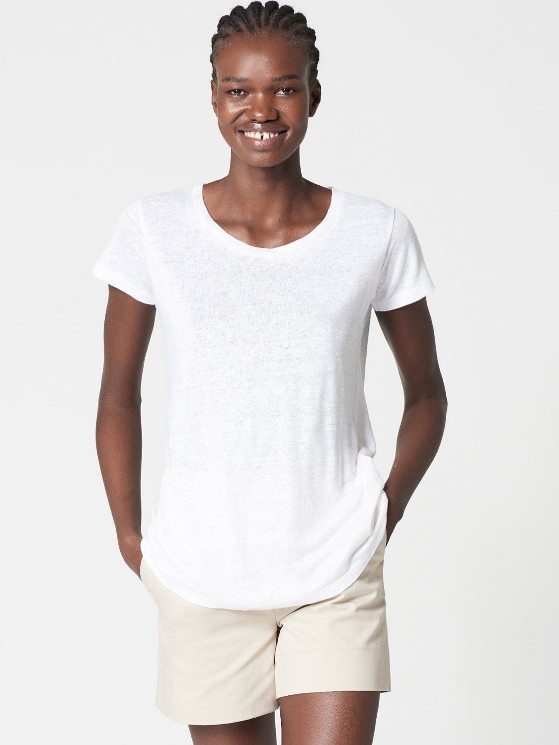 Product image 1 of 3, which shows Winser London Pure Linen T-Shirt, White, XS