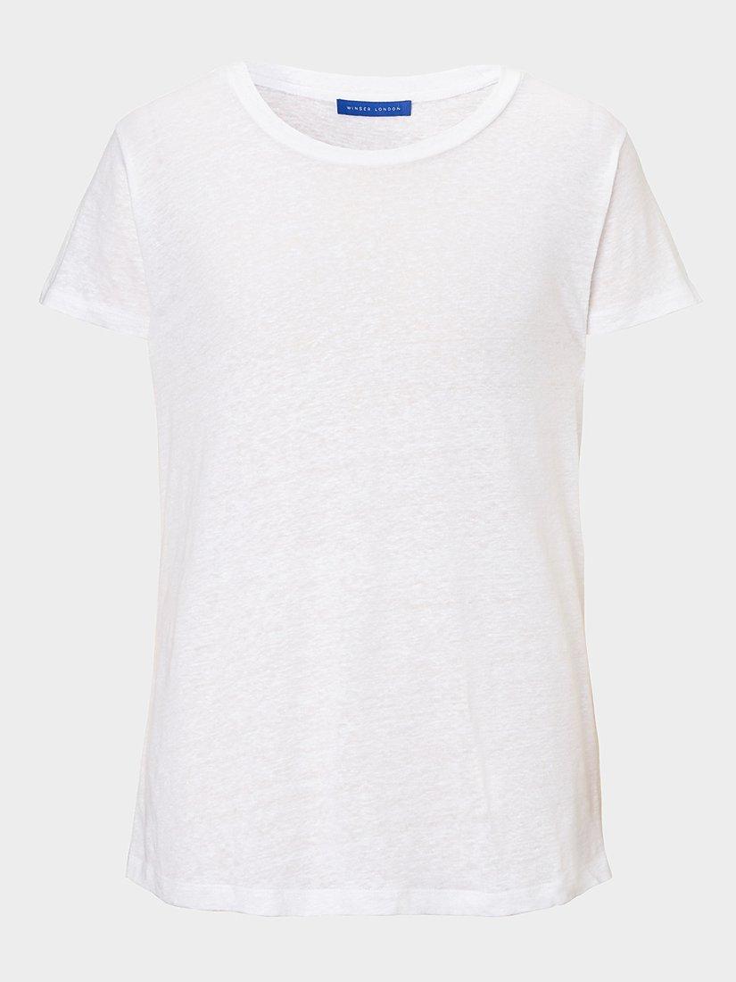 Product image 2 of 3, which shows Winser London Pure Linen T-Shirt, White, XS