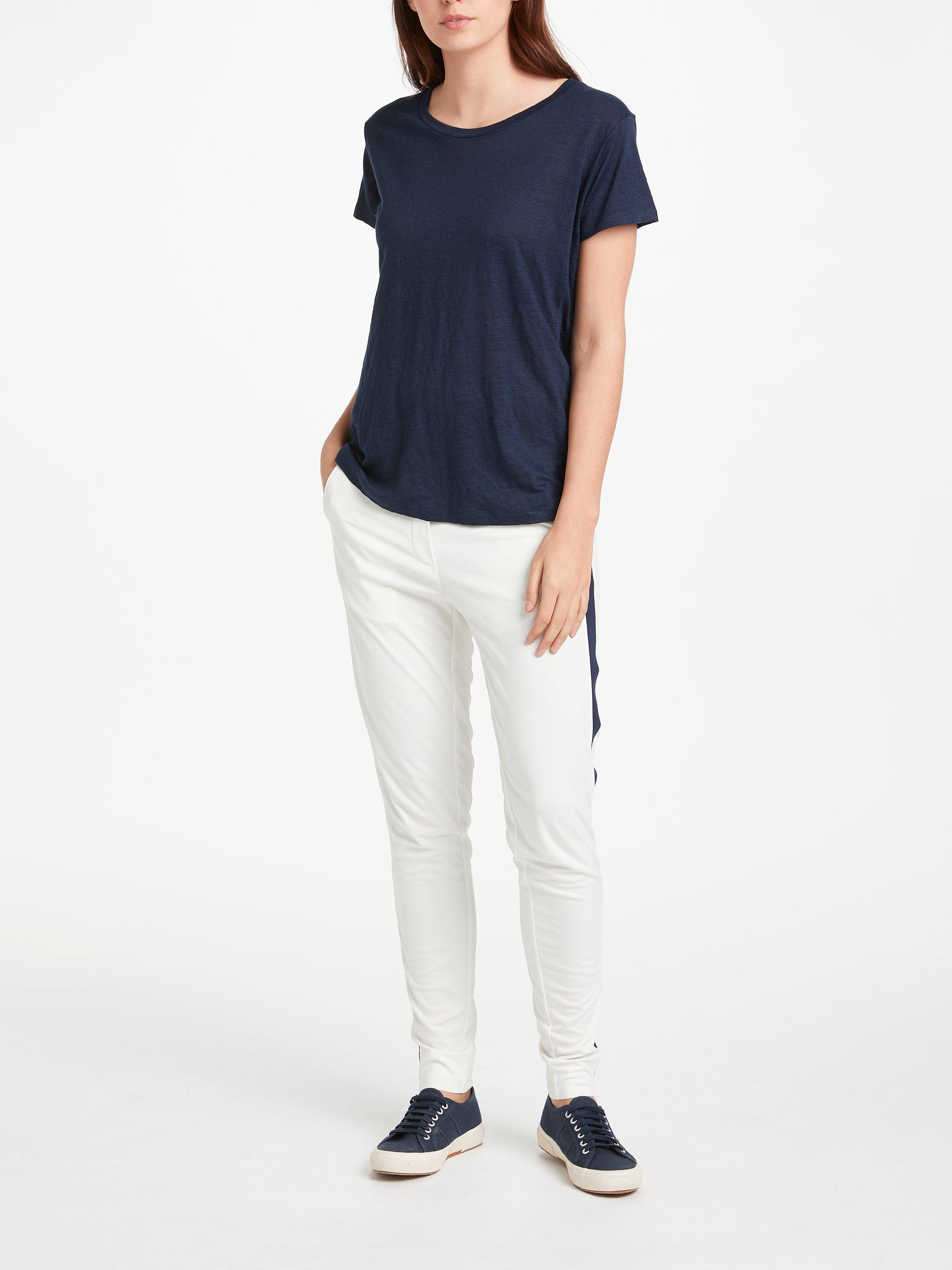 Product image 3 of 5, which shows Winser London Pure Linen T-Shirt Top, Midnight Navy, XS