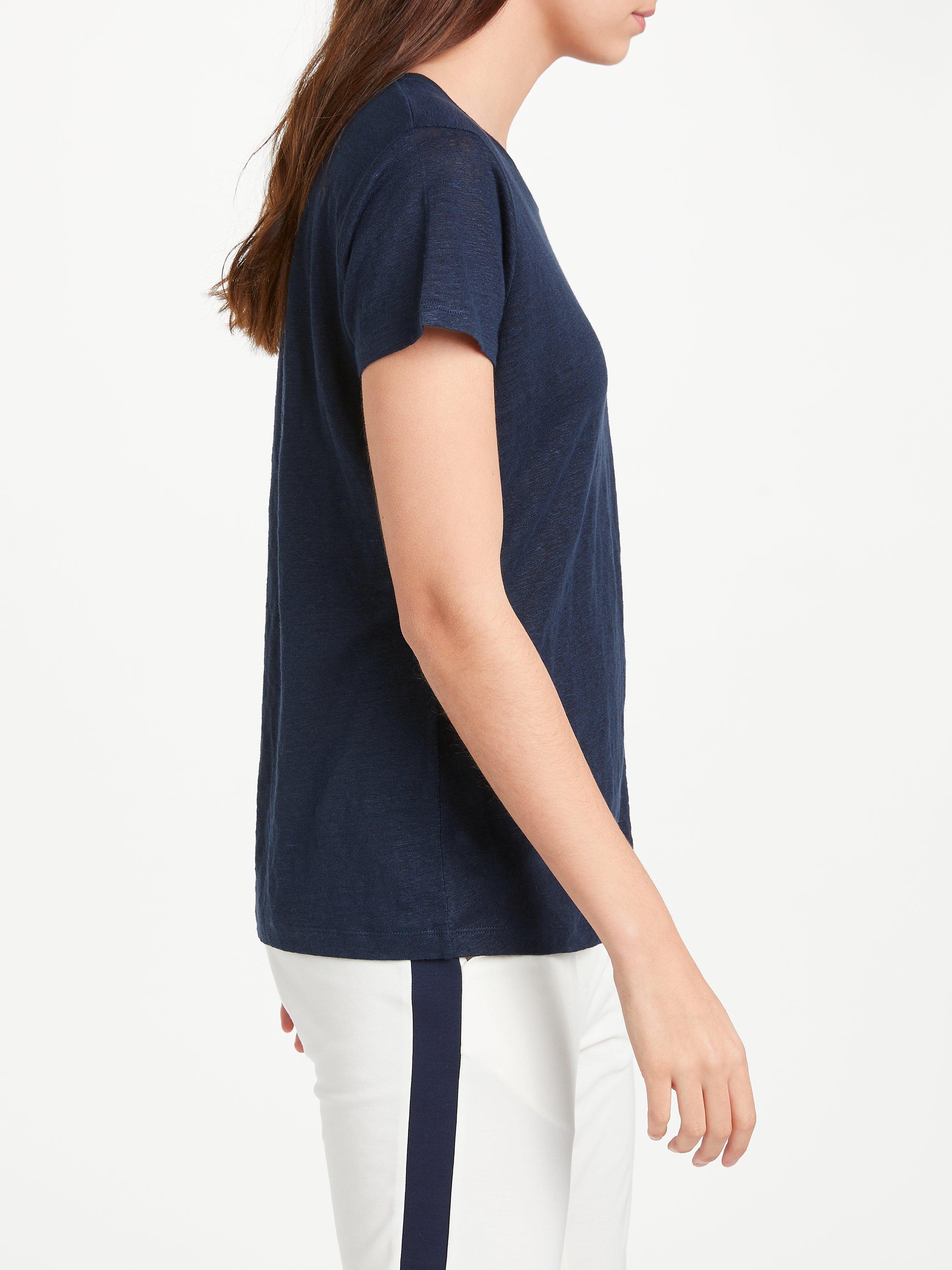 Product image 5 of 5, which shows Winser London Pure Linen T-Shirt Top, Midnight Navy, XS