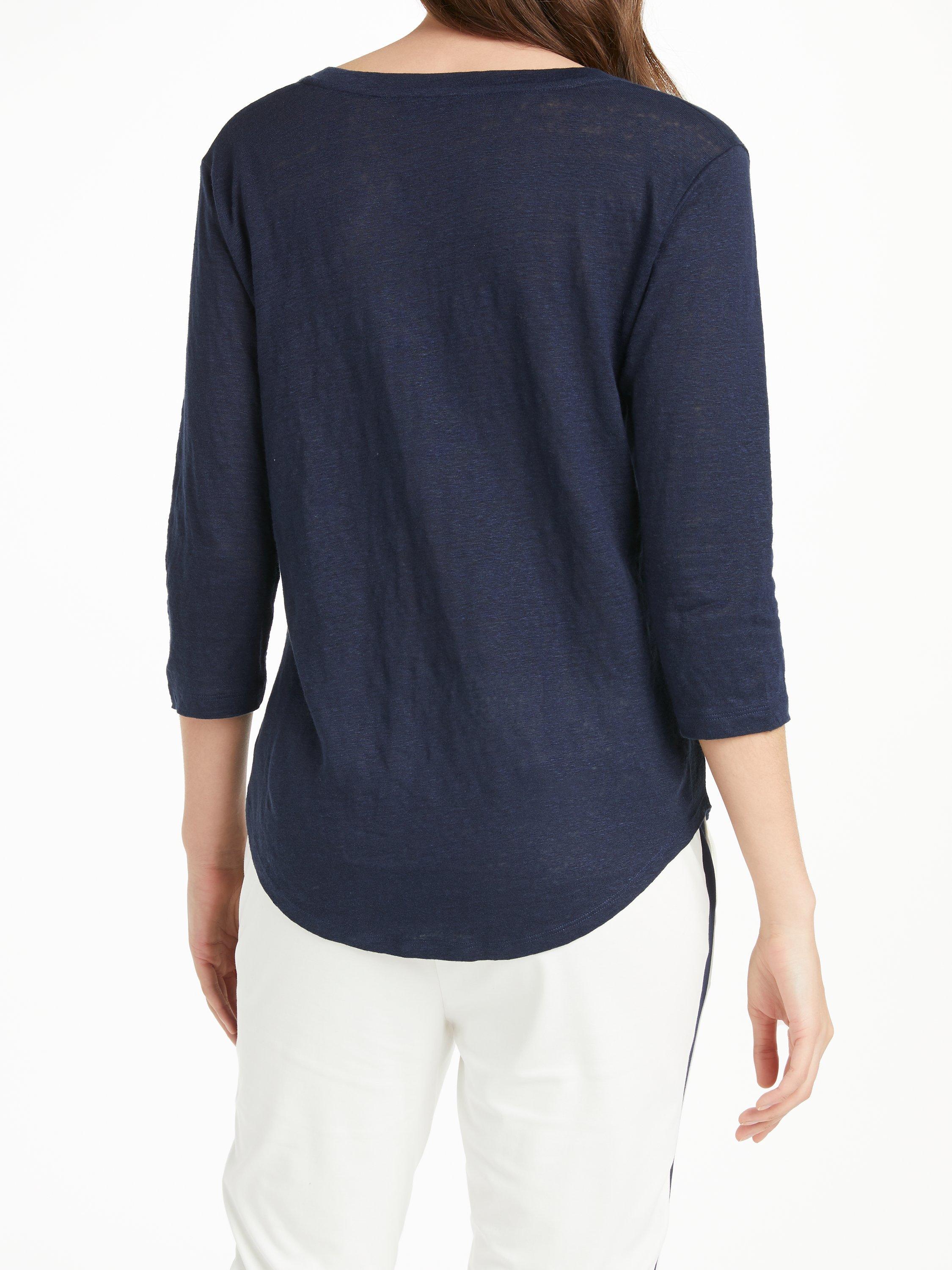 Product image 2 of 6, which shows Winser London Pure Linen Tunic Top, Midnight Navy, XS