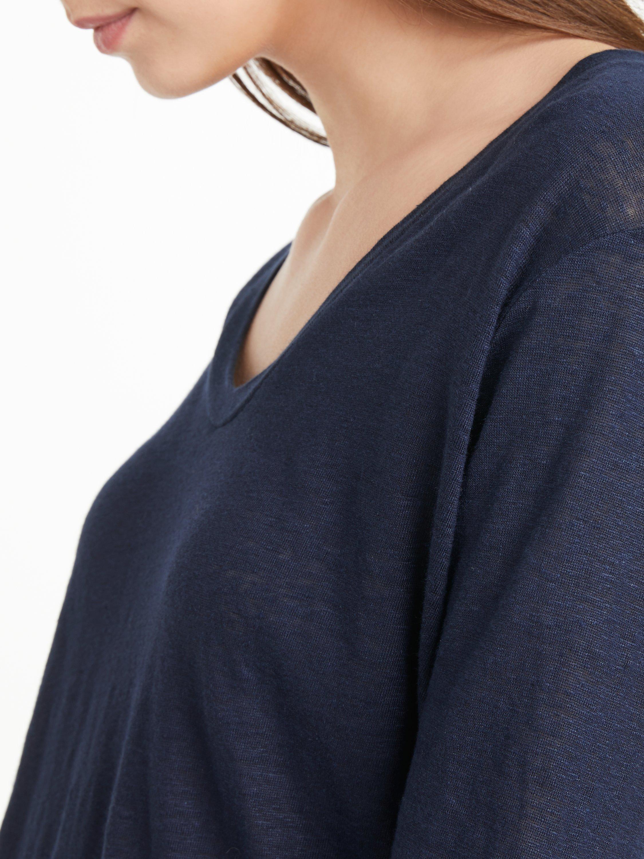 Product image 5 of 6, which shows Winser London Pure Linen Tunic Top, Midnight Navy, XS