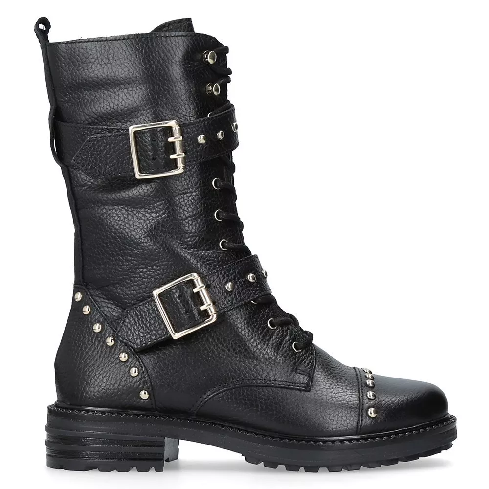 Kurt Geiger London Sting Biker Boots Black Leather