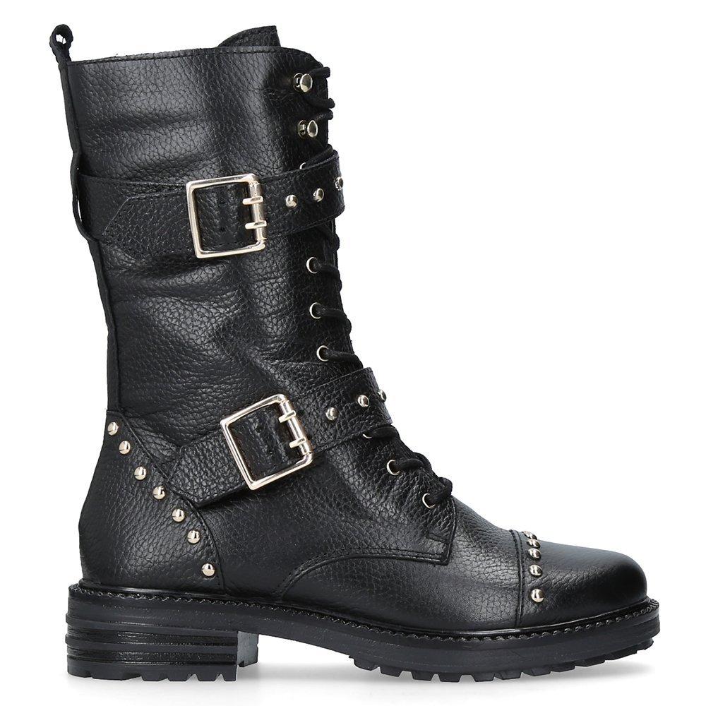 Kurt Geiger London Sting Biker Boots, Black Leather
