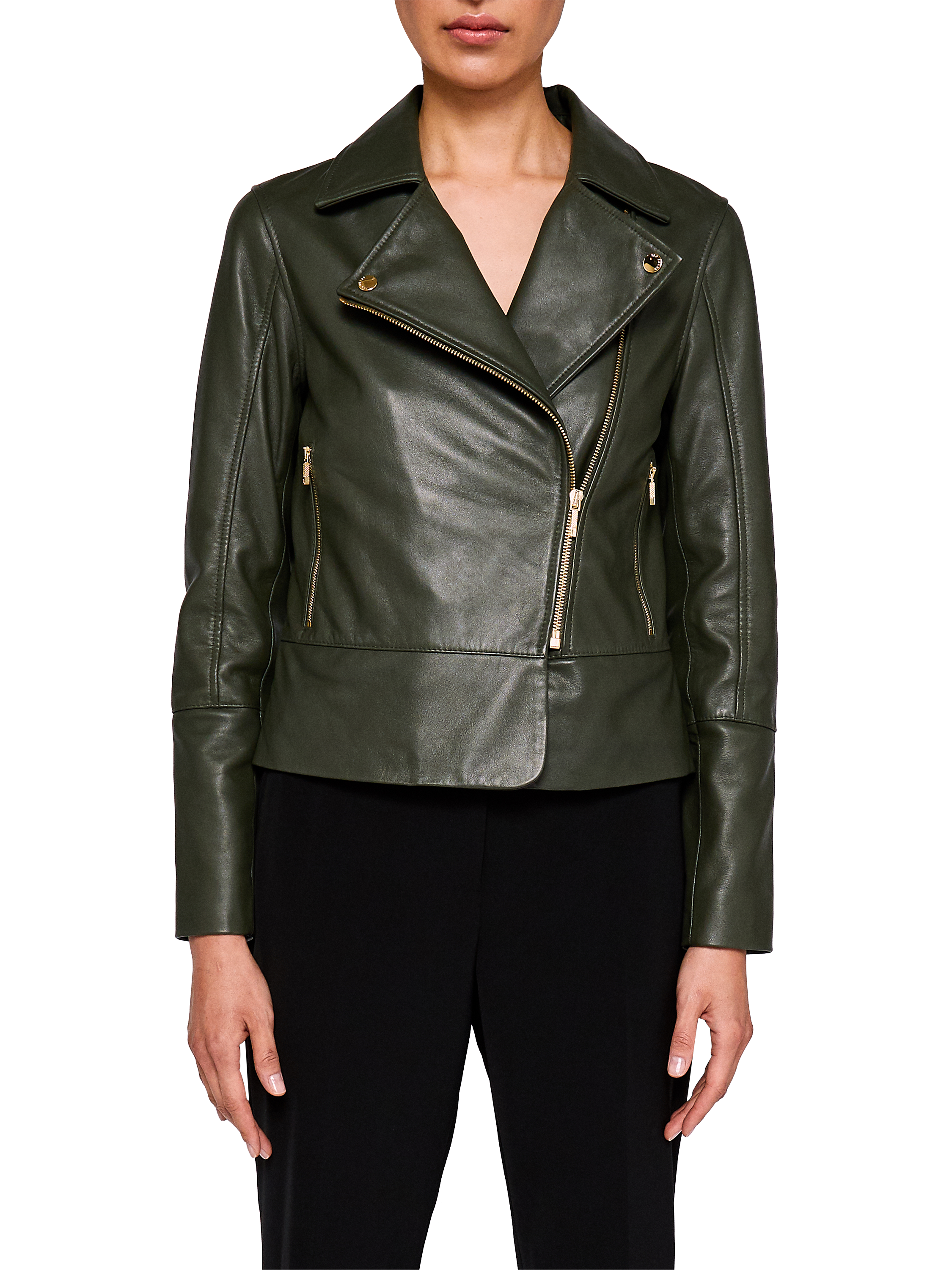 Ted Baker Lizia Minimal Biker Jacket Dark Green