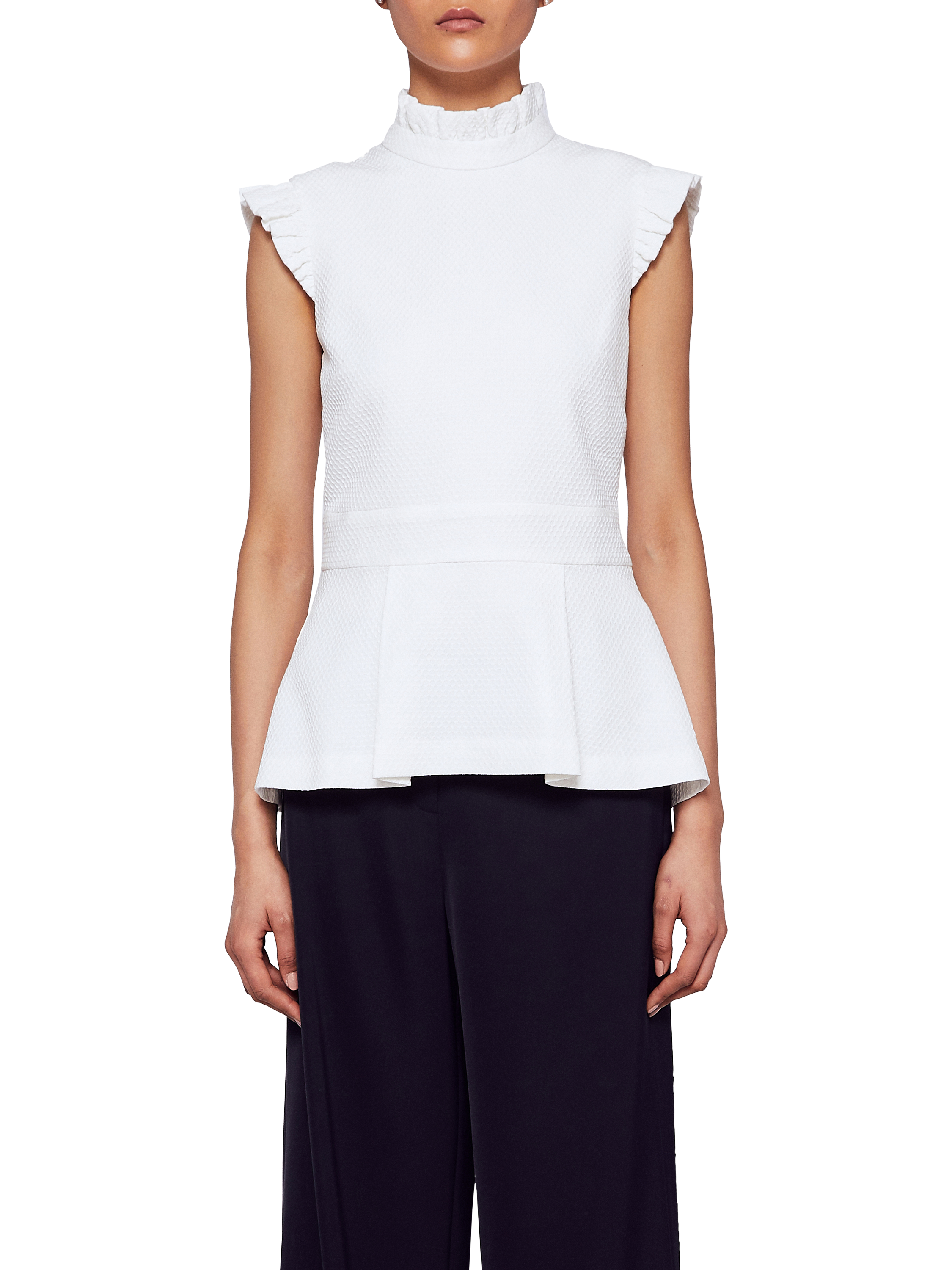 Ted Baker Bubbl Ruffle Detail Peplum Top, Neutral