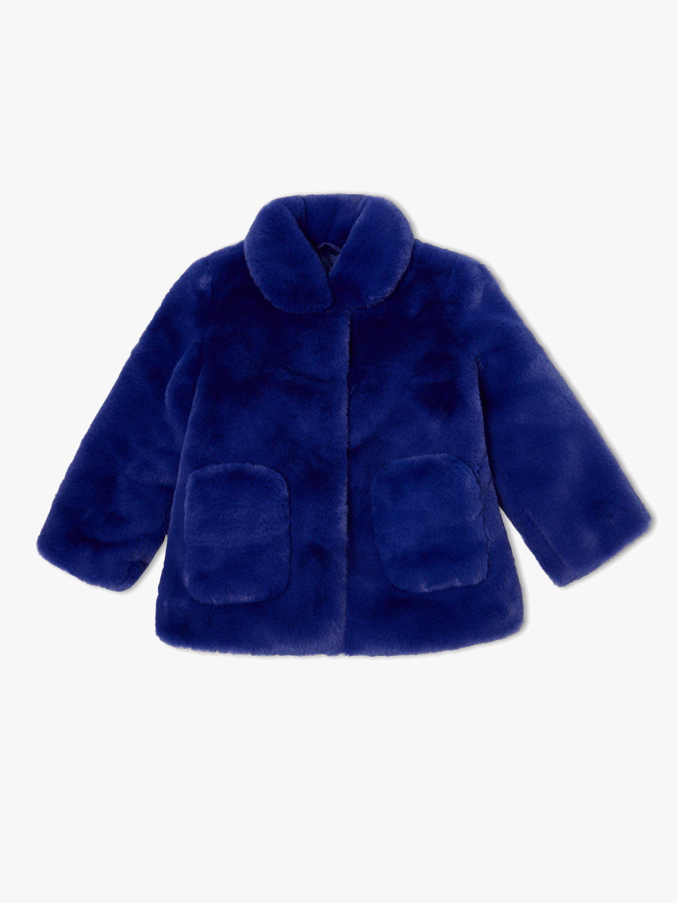 John Lewis & Partners Girls' Faux Fur Coat, Blue