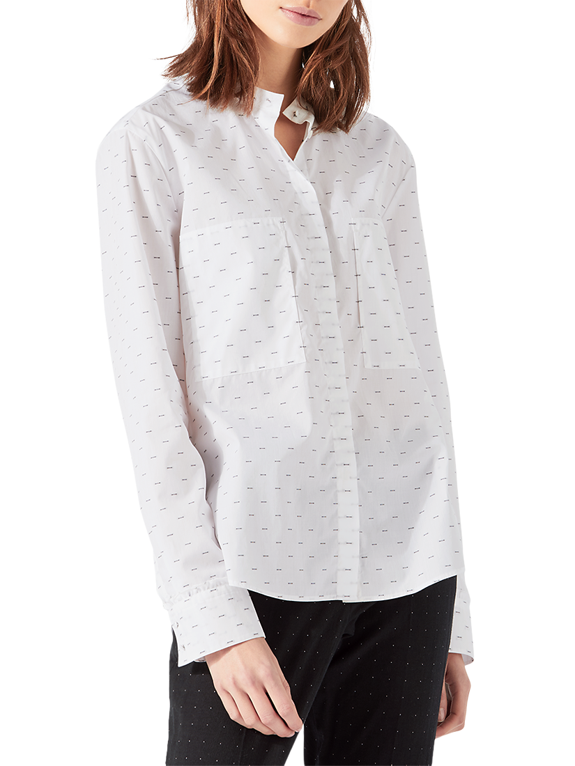 Jigsaw Dash Grandad Collar Shirt, White